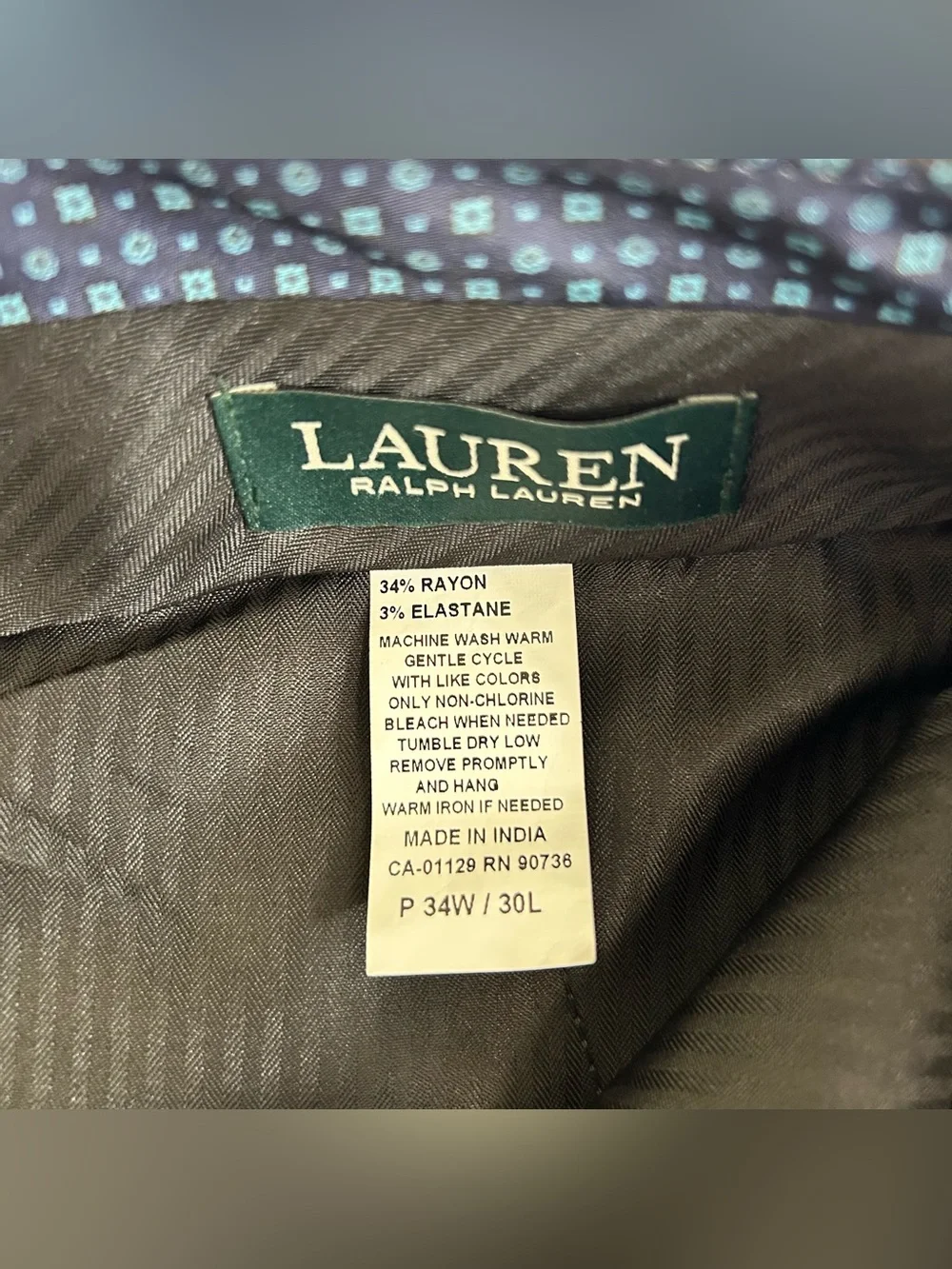 Lauren Ralph Lauren Men's Dress Pants Size 34x30 Brown Chino Straight Leg
